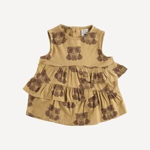 NWT Kate Quinn Patina Owl Ruffle Tiered Top 6Y